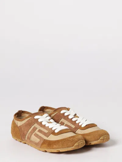 Balmain Beige Calf Leather Bos Taurus Athletic Sneakers In Brown