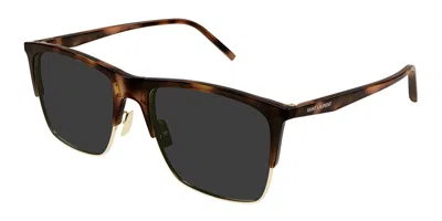 Saint Laurent Rectangle-frame Sunglasses In Brown