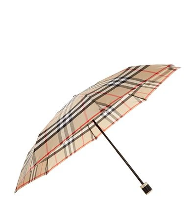 Burberry Giant Exploded Check Walking Umbrella In Camel