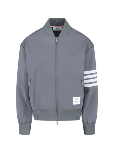 Thom Browne 4 Bar Bomber Jacket In Gray