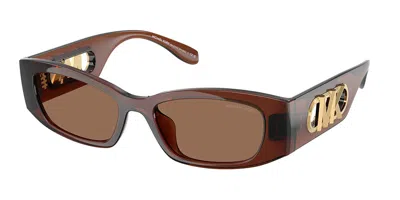 Michael Kors Rhodes Brown Solid Rectangular Ladies Sunglasses 0mk2243u 402173 52