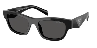 Prada Dark Grey Rectangular Ladies Sunglasses Pr B09s 16k08z 52 In Black