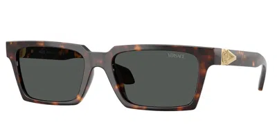 Versace Tortoiseshell Rectangular Sunglasses In Brown