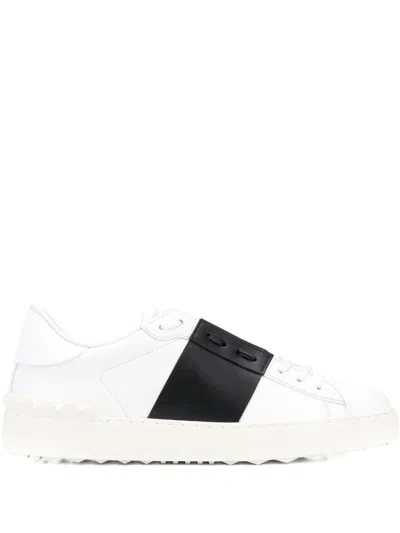 Valentino Calfskin Sneakers With Contrasting Bands And Rubber Studs In White
