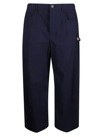 Loewe Logo-embroidered Workwear Trousers In Blue