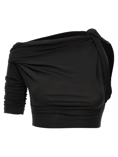 Jacquemus Drapeado Crop-top In Black