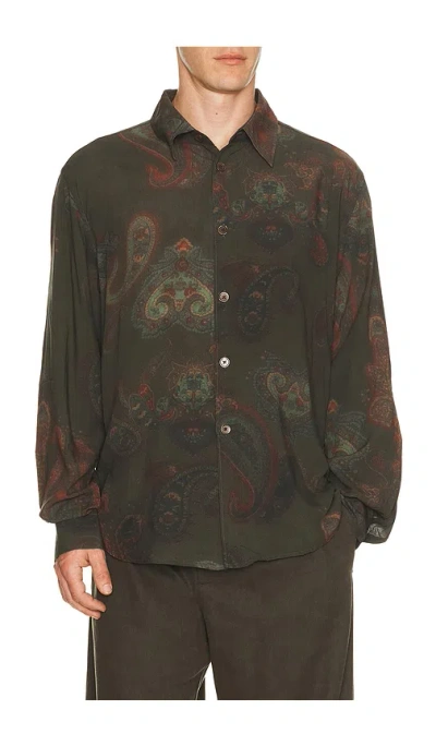 Our Legacy Casual Long Sleeve Shirt Paisley Pattern In Green