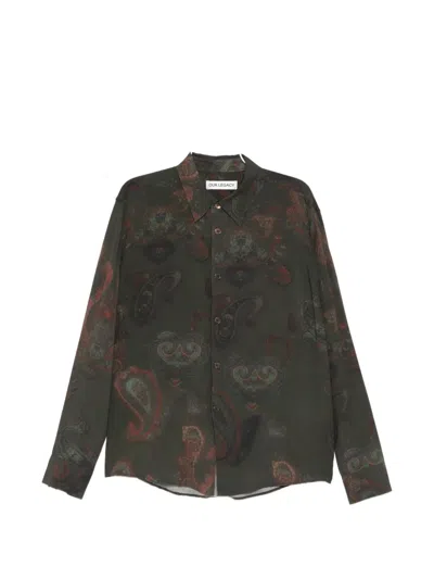 Our Legacy Casual Long Sleeve Shirt Paisley Pattern In Green