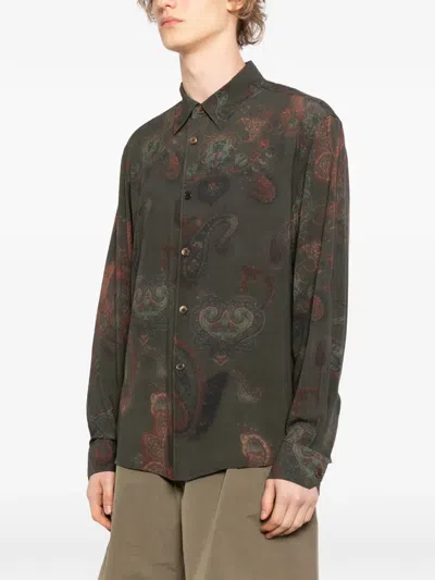 Our Legacy Casual Long Sleeve Shirt Paisley Pattern In Green