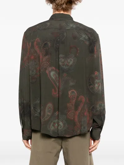 Our Legacy Casual Long Sleeve Shirt Paisley Pattern In Green