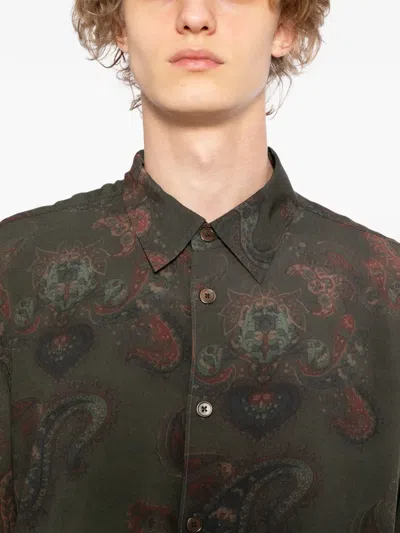 Our Legacy Casual Long Sleeve Shirt Paisley Pattern In Green