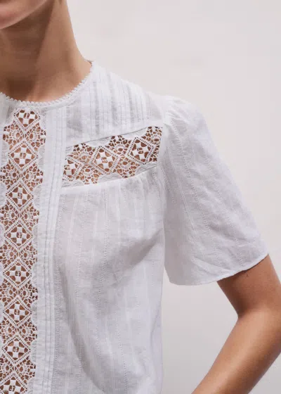 Me+em Embroidery Detail Soft T-shirt Soft White