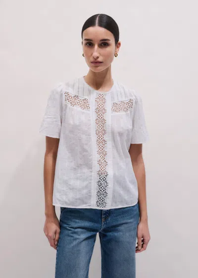Me+em Embroidery Detail Soft T-shirt Soft White