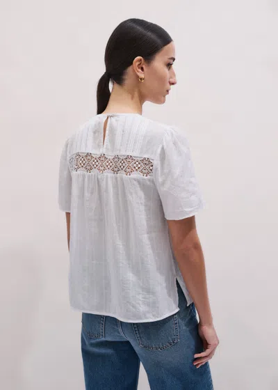 Me+em Embroidery Detail Soft T-shirt Soft White