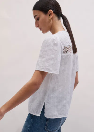 Me+em Embroidery Detail Soft T-shirt Soft White
