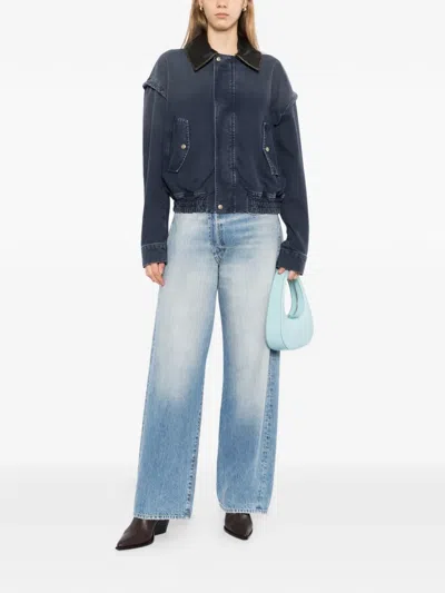 Halfboy Denim Bomber Jacket In Blue