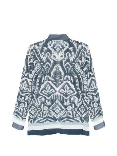 D Exterior Patterned Collared Shirt In Blue