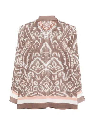 D Exterior Patterned Buttoned Shirt In Brown