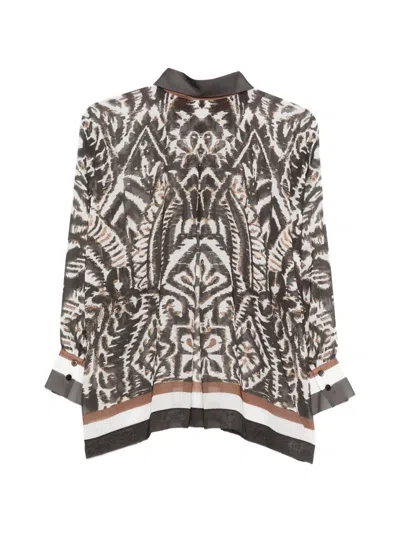 D Exterior Patterned Buttoned Shirt In Brown