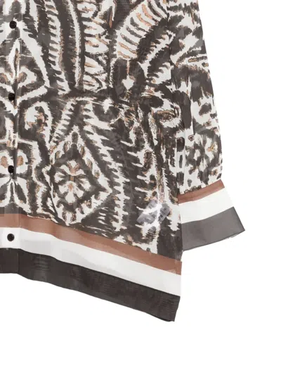 D Exterior Patterned Buttoned Shirt In Brown