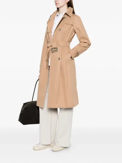 Herno Double-breasted Coat In Nude
