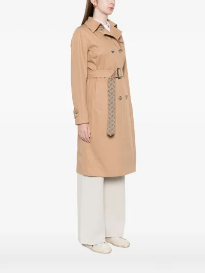 Herno Double-breasted Coat In Nude