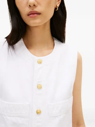 Tommy Hilfiger Patch Pocket Denim Shift Mini Dress In White