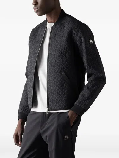 Moose Knuckles Transit Monogram Bomber Jacket In Black