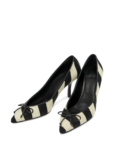 Jacquemus Les Escarpins Tourni 80 Striped Faux Raffia Pumps In Black