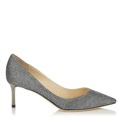 Shop Jimmy Choo Romy 60 Anthracite Lamé Glitter Fabric Pointy Toe Pumps