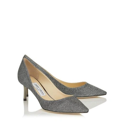 Shop Jimmy Choo Romy 60 Anthracite Lamé Glitter Fabric Pointy Toe Pumps