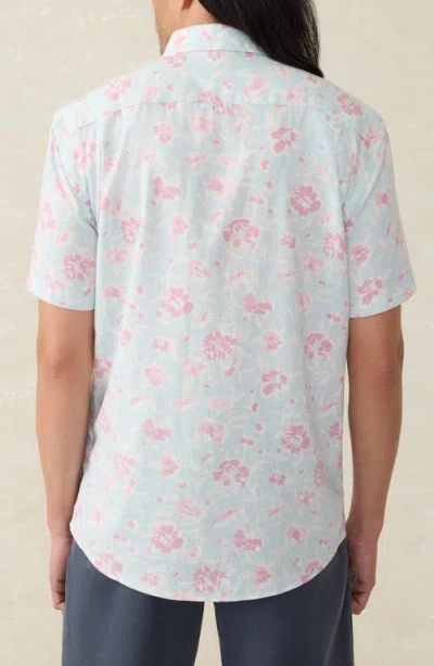 Faherty Short Sleeve Breeze Shirt In Clear Waters Blossom In Pink