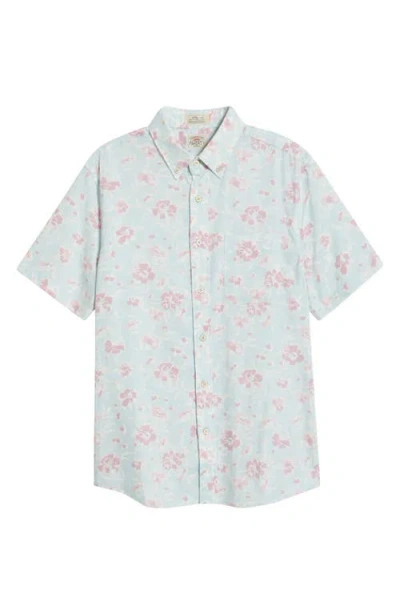 Faherty Short Sleeve Breeze Shirt In Clear Waters Blossom In Pink
