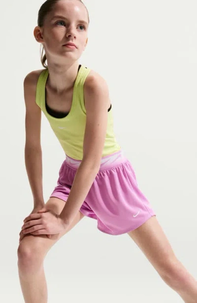 Nike One Big Kids' (girls') Dri-fit High-waisted Woven Training Shorts In Pink