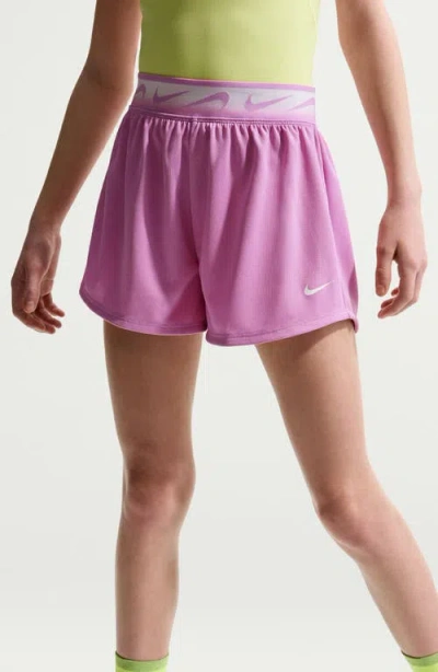 Nike One Big Kids' (girls') Dri-fit High-waisted Woven Training Shorts In Pink