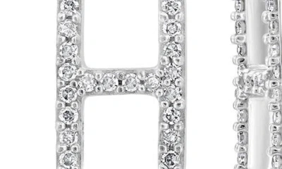 Effy Sterling Silver Diamond 'h' Initial Stud Earrings In Silver
