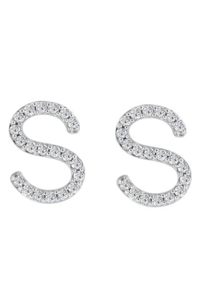 Effy Sterling Silver Diamond 's' Initial Stud Earrings In Silver
