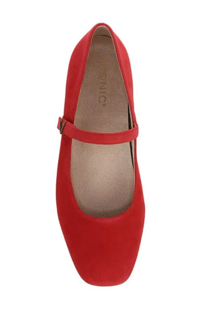 Vionic Wide Width Alameda Mary Jane Flat In Red