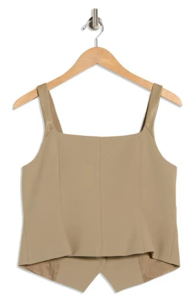 Dkny Button Front Vest In Brown