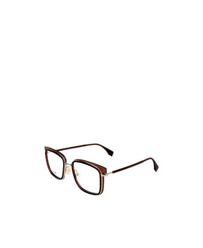 Fendi Eyewear Rectangular Frame Glasses In Brown