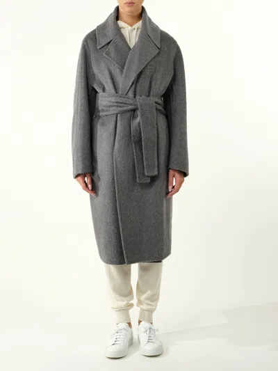 Max Mara Lapel Coat In Gray