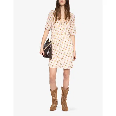 Zadig & Voltaire Womens Pear Rodalas Floral-print Woven Mini Dress In Multi