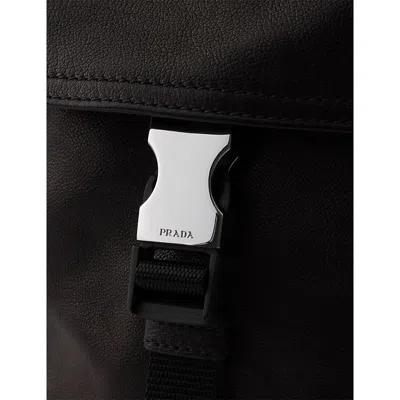 Prada Mens Black  Explore Leather Backpack In Black