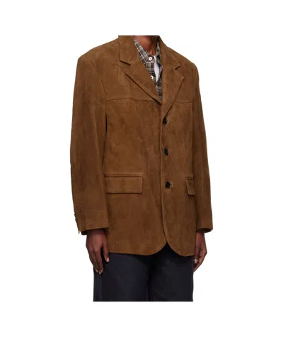 Dunst Single-breasted Suede Jacket In Brown