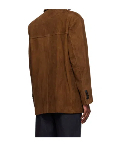Dunst Single-breasted Suede Jacket In Brown