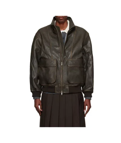 Dunst Distressed Leather Jacket In Black