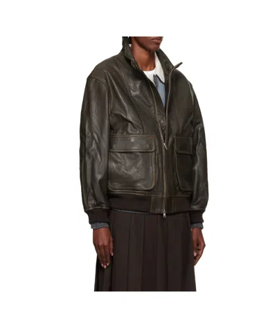 Dunst Distressed Leather Jacket In Black