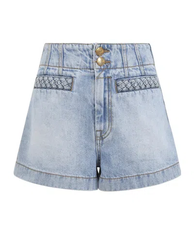 Zimmermann Wanderlust Lightblue Cotton Five-pocket Shorts In Blue