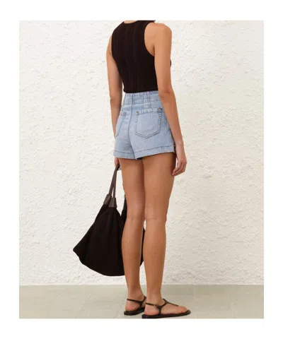 Zimmermann Wanderlust Lightblue Cotton Five-pocket Shorts In Blue