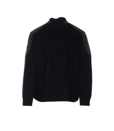 Moose Knuckles Contrast-panel Bomber Jacket In Black